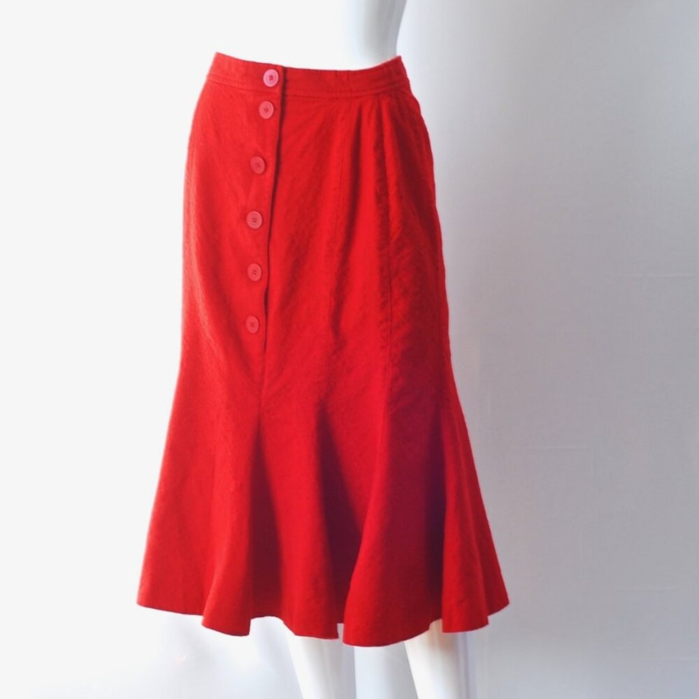 Louis Feraud Vintage Wool Felt Skirt With Signature Buttons - Germany